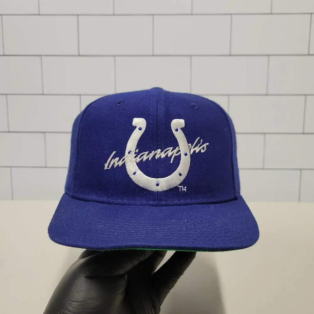 Vintage 90s New Era Indianapolis Colts 5950 Fitted Hat 7 3/8 Script NFL